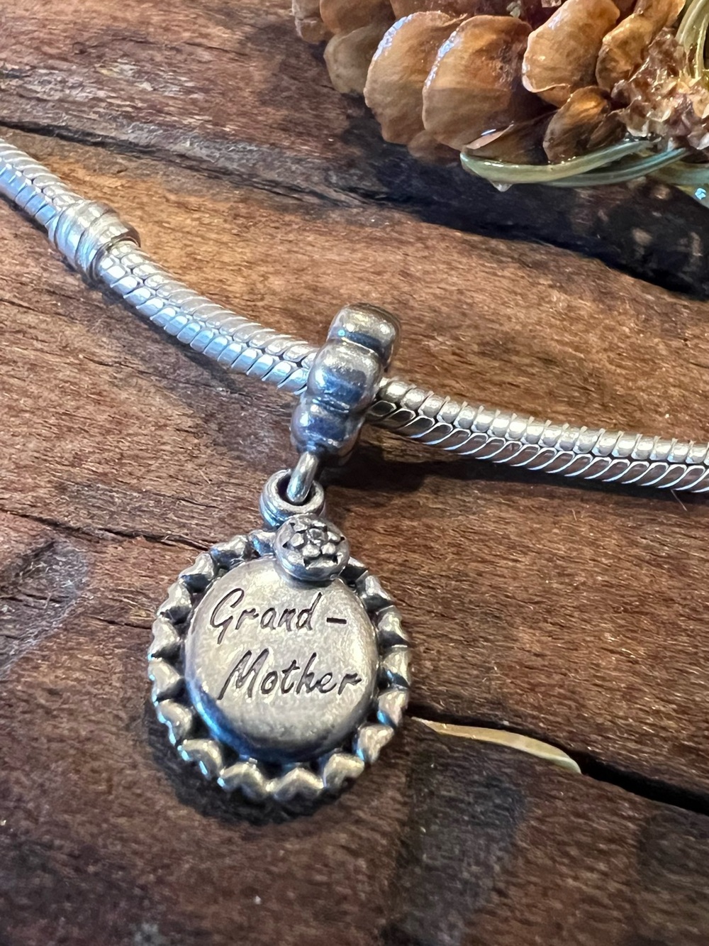 Authentic Pandora Charm Grand Mother Dangle Sterling Silver Bead Zirconia 925